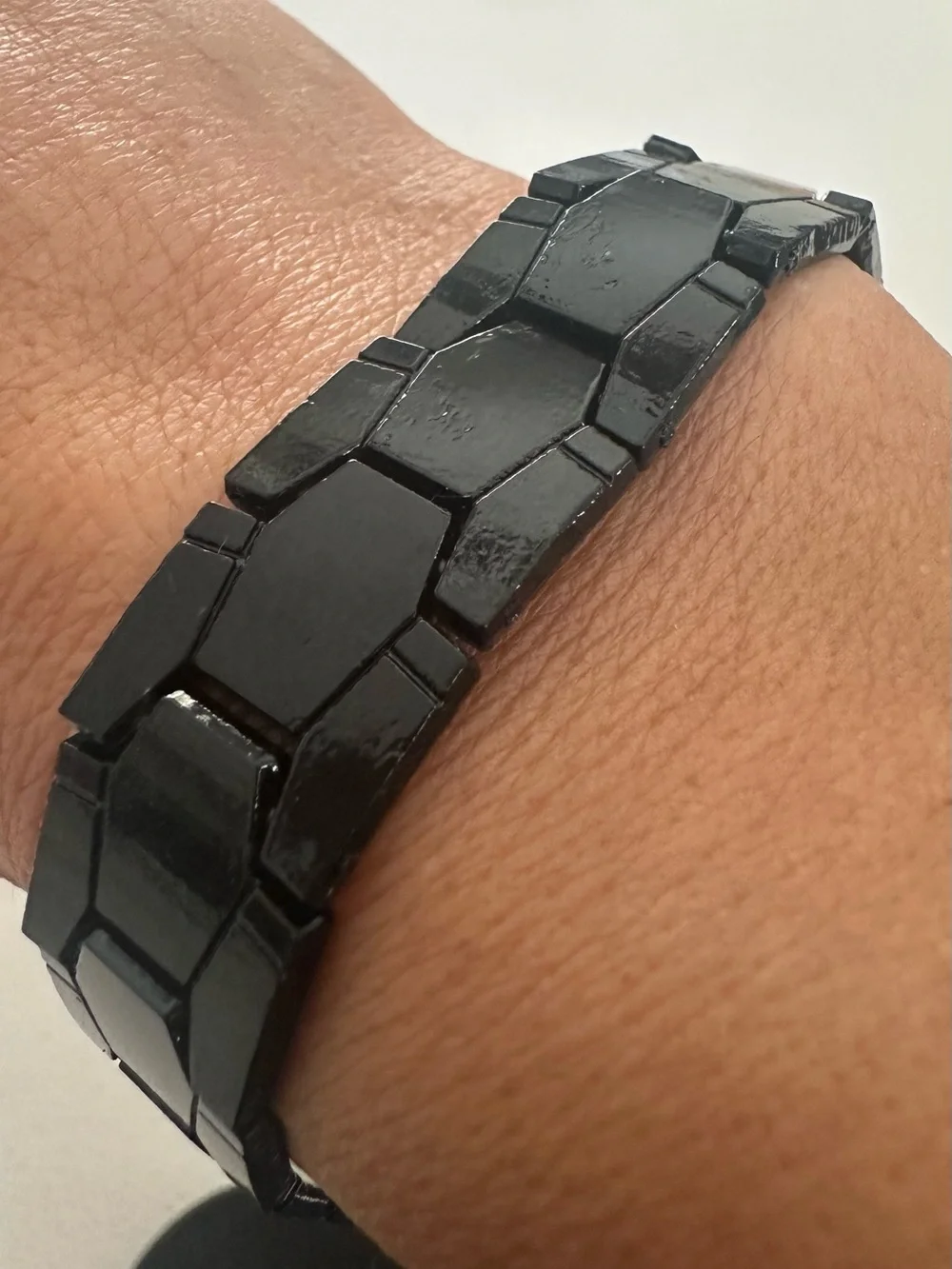 Magnetic Therapy Black Stainless Steel Bracelet with Red & White Magnets